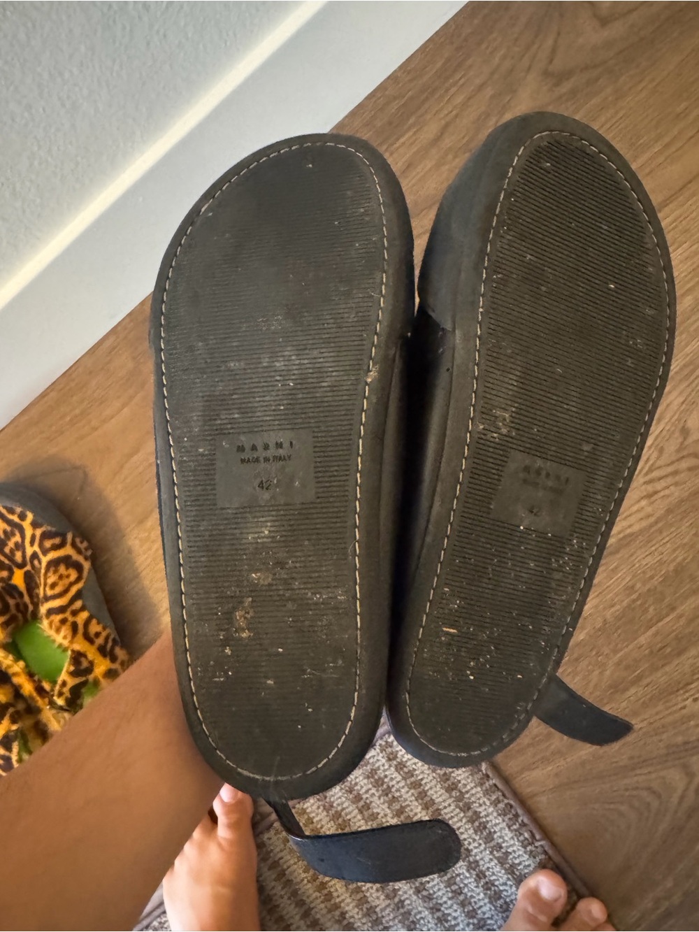 Marni Black Leather Slip-On Clogs with Back Strap - Picture 4 of 6